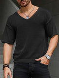 Mens Solid V-Neck Short Sleeve T-Shirt SKUK53851