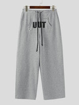 Men's Deconstructed Kangaroo Pocket Letter Print Wide Leg Pant SKUL36402