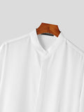 Mens Solid Stand Collar Long Sleeve Shirt SKUK47009
