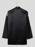 Mens Glitter Fringe Patchwork Long Sleeve Kimono SKUK46916