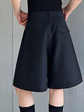 Mens Solid Pleated Mid Length Casual Shorts SKUK17986