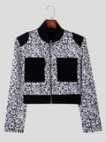 Mens Floral Print Patchwork Jacket Crop Top SKUK30312