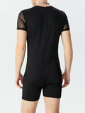 Mens Lace Patchwork See Through Bodysuit SKUK39949