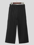 Mens Solid Pleated Casual Wide Leg Pants SKUK45347
