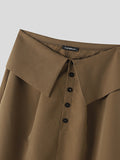 Mens Solid Button Design Drop Crotch Pants SKUK41869