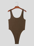 Mens Solid Texture Backless Sleeveless Bodysuit SKUK39157