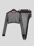 Mens Fringe Patchwork Mesh Two Pieces Outfits SKUK43007