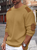 Mens Patched Patchwork Crew Neck Pullover Sweater SKUK41410