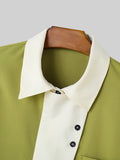 Mens Contrasting Colors Loose Long Sleeve Shirt SKUK52265
