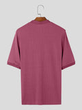 Mens Textured Notched Neck Short Sleeve T-Shirt SKUK54138
