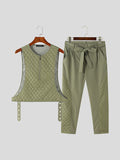 Mens Texture Patchwork Casual Two Pieces Outfits SKUK46365