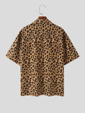 Mens Leopard Lapel Collar Short Sleeve Shirt SKUK56773