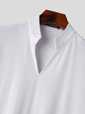 Mens Solid Notched Neck Short Sleeve T-Shirt SKUK55283