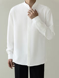 Mens Solid Stand Collar Long Sleeve Shirt SKUK47009