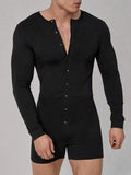 Mens Solid Crew Neck Single Breasted Bodysuits SKUK51635