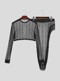 Mens Fringe Patchwork Mesh Two Pieces Outfits SKUK43007