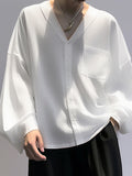 Mens Solid V-Neck Casual Short Sleeve Shirt SKUK54551