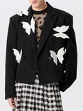 Mens Butterfly Applique Double Breasted Casual Blazer SKUK43048