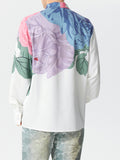 Mens Floral Print Tie Neck Casual Shirt SKUK43854