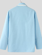 Men's Color Block Hollow Tie Long Sleeve Shirt SKUL36311