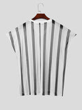 Mens Striped See Through Cap Sleeve T-Shirt SKUK51183