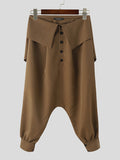 Mens Solid Button Design Drop Crotch Pants SKUK41869