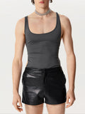 Mens Cutout Design Solid Sleeveless Bodysuit SKUK48537