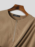 Mens Irregular Design Solid Zip Front T-Shirt SKUK48115