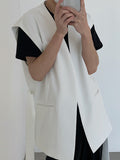 Men's Irregular Solid Color Sleeveless Vest SKUH25417