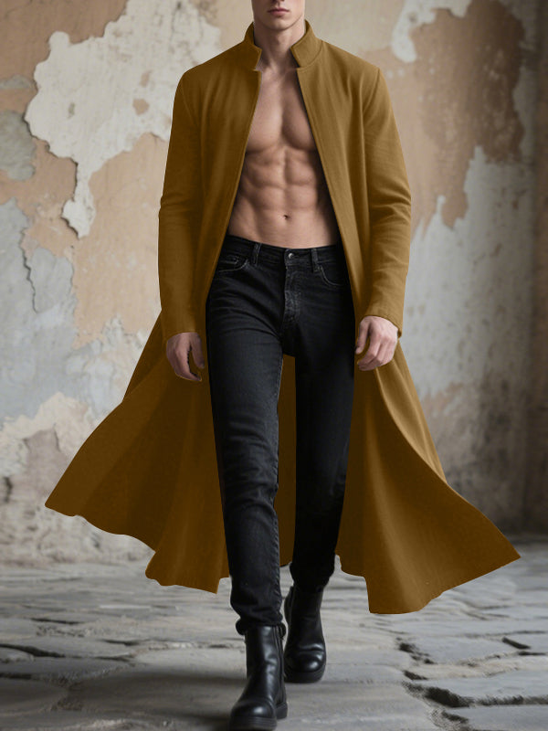 Men's Solid Color Stand Collar Long Sleeve Cardigan SKUL25750