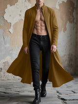 Men's Solid Color Stand Collar Long Sleeve Cardigan SKUL25750