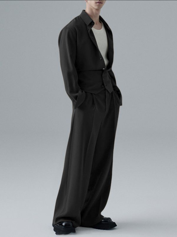 Men's Solid Color Casual Two Pieces Outfit SKUL37894