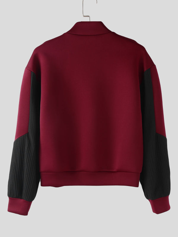 Men's Colorblock Cropped Long Sleeve Jacket SKUL25723