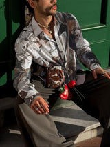 Men's Floral Print Long Sleeve Shirt SKUL47583