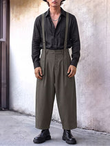 Men's Retro Gallery Suspender Straps Multi Button Fly High Waist Jumpsuit SKUL82398