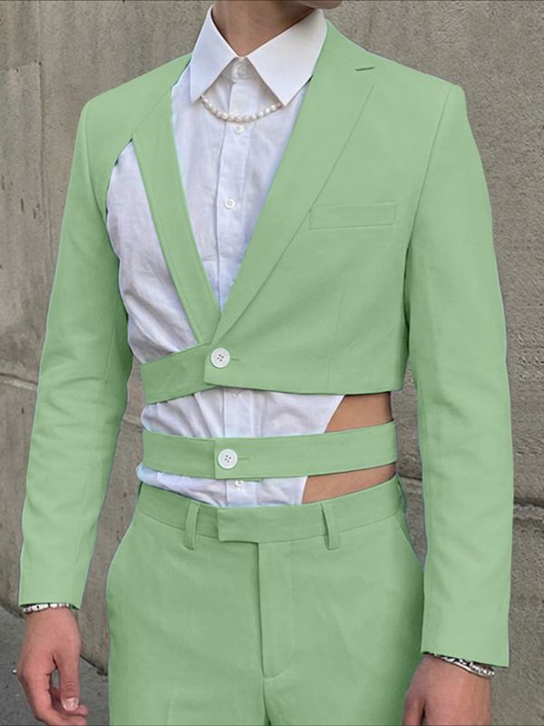 Men's Deconstructed Cutout Lace Up Casual Blazer SKUL52934