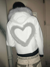 Men's Heart Shaped Plush Patchwork Long Sleeve Jacket SKUL42264