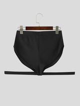 Men's Solid Color Lace-Up Mesh Short SKUL21026