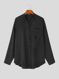 Mens Solid Stand Collar Long Sleeve Shirt SKUK27720