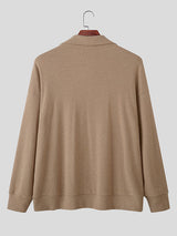 Men's Solid Knit Lapel Long Sleeve Cardigan SKUL28234