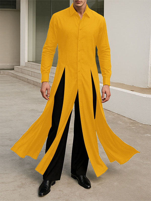 Men's Solid Multi-Panel Split Long Sleeve Shirt SKUL25820