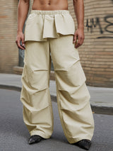 Men's Faux Two Piece Ruched Wide Leg Pant SKUL46111