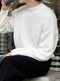Mens Solid Knit Long Sleeve Pullover Sweater SKUK45463
