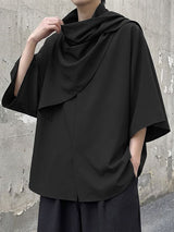 Men's Solid Color Cowl Neck 3/4 Length Sleeve Shirt SKUL51074