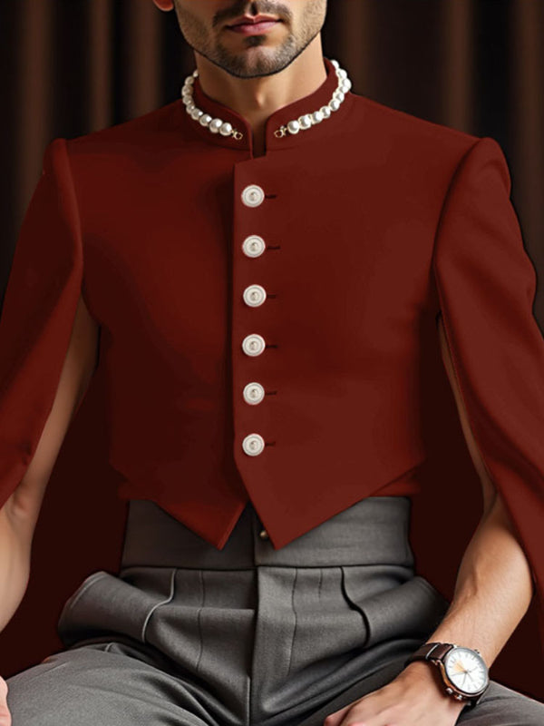 Men's Solid Color Split Long Sleeve Jacket SKUL29618