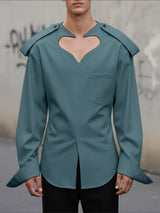 Men's Heart Cutout Design Long Sleeve Shirt SKUL43667