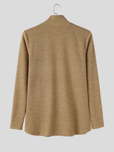 Men's Avant-Garde Early Autumn Military Button Cross Wrap Muscle Slim Long Sleeve Deep V-Neck Sweater SKUL80555