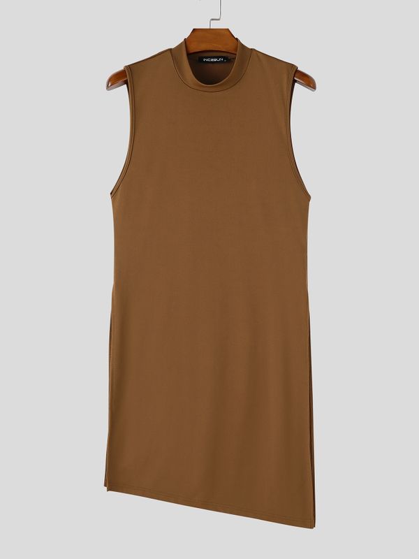 Men's Casual Long Hem Crew Neck Tank SKUL58887