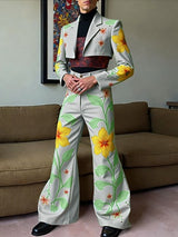 Men's Floral Print Cropped Two Pieces Outfit SKUL36337