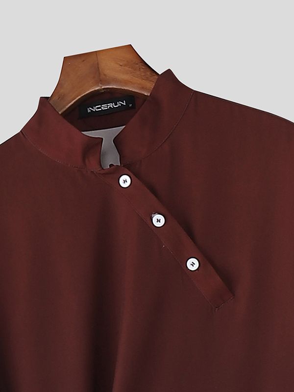 Men's Gradient Long Hem Stand Collar Shirt SKUL40228